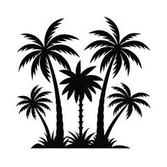 Fototapeta premium Silhouette of tropical palm trees on white background