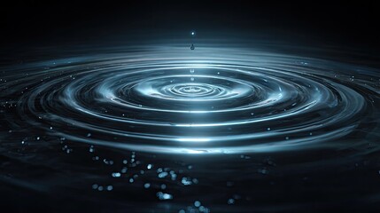 Water droplet impact, concentric ripples
