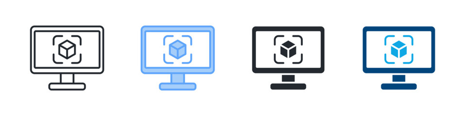 Augmented Reality Icon Set Multiple Style. Designed In Outline, Blue, Glyph, Dual Tone