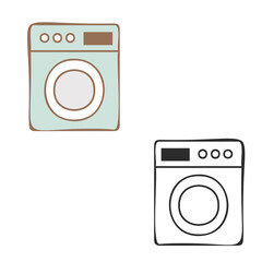 Color and black white outline flat automatic washing machine set