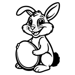 Playful cartoon rabbit holding a drum with a joyful expression