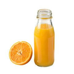 Fresh Orange Juice: Bottle and Slice, Vibrant Citrus Drink