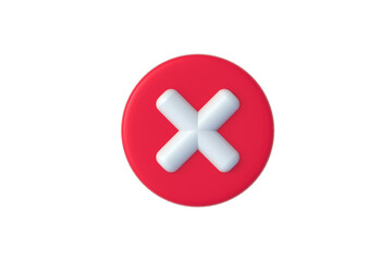 Obraz premium Cross sign isolated on white background. Refusal mark. Deviation symbol. Top view. 3d render