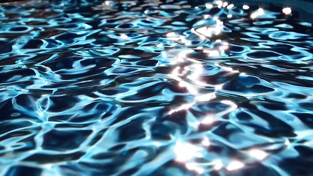 tranquil 4K video loop swimming pool surface light ripples sunshine reflections ideal relaxation backgrounds summer lifestyle footage spa leisure