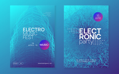 Sound Design. Party Poster. Blue Night Club Magazine. Electronic Radio Illustration. Techno Trance Graphic. Violet Edm Event. Electro Invite. Green Sound Design