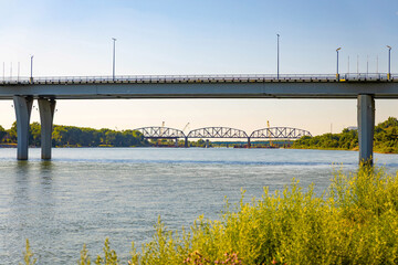 Bismarck city bridges along Missouri river