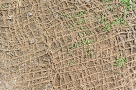 jute erosion control blanket or erosion control mat outdoors