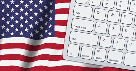 Computer keyboard on a USA flag