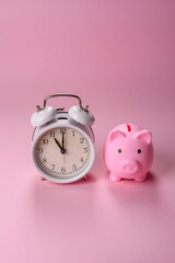 House, buying or selling real estate, concept background with money and piggy bank. Real estate