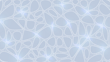 Fototapeta premium Blue Organic Cell Pattern With Neural Texture. Abstract Voronoi Network. Ai Bg With Neuron And Synapse Geometry. Cyber Grid And Mesh. Techno Background With Dynamic Lines And Curve. Biology Structure