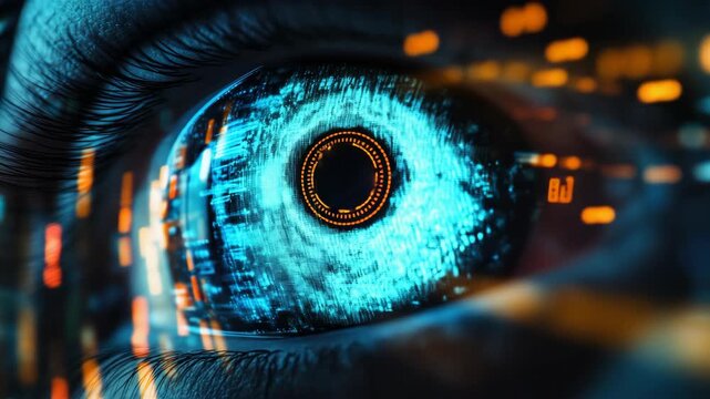 High-tech eye with integrated electronic and optical systems.