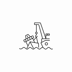 shipwreck salvage operation icon sign vector