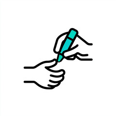 Hand giving marker to another hand in educational setting for World Teachers' Day  