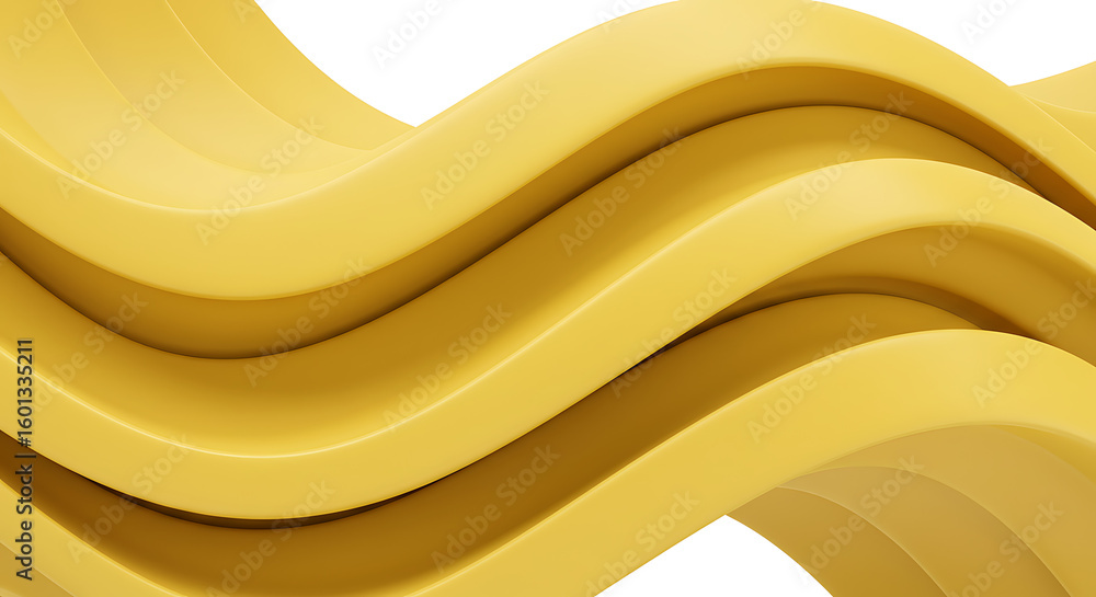 Poster a close up of several yellow curved shapes layered on top of each other against a white background c