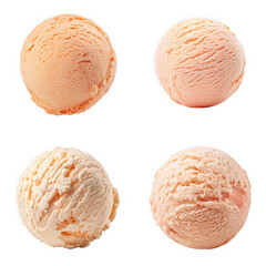 Obraz premium A set of isolates without background with peach ice cream scoops.