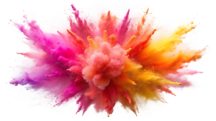   pink white orange colours powder exploding isolated on white background PNG, AI GENERATED