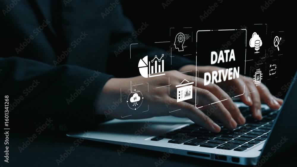 Poster data-driven decision-making empowers business through analytics, datum collection, and ai systems. d
