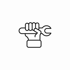 hand holding wrench icon sign vector