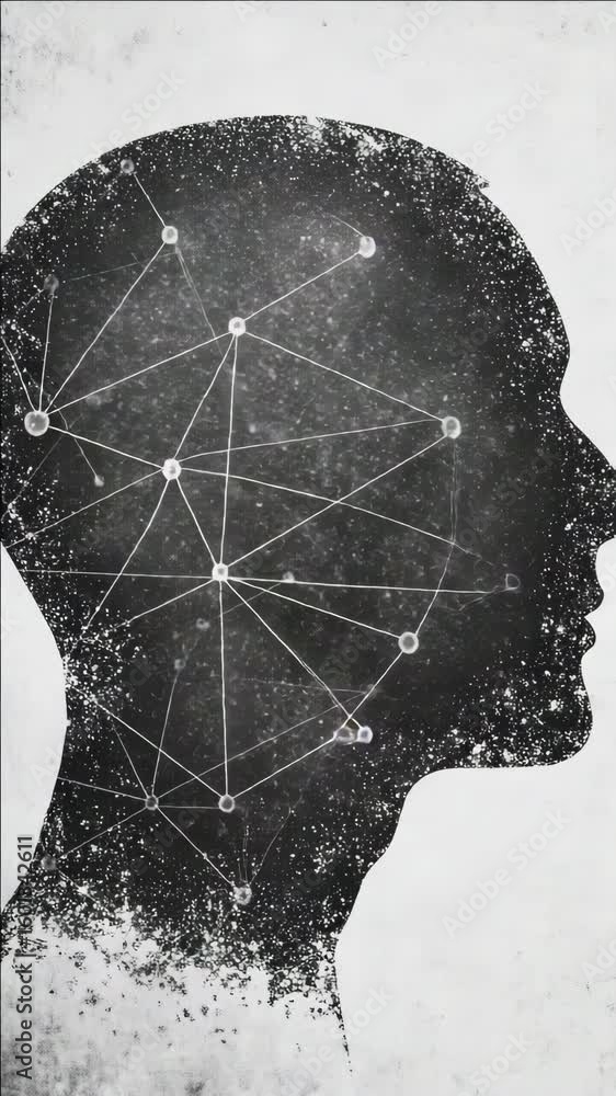 Poster an artistic representation of the human brain and the cosmos, intertwining the complexity of mental 