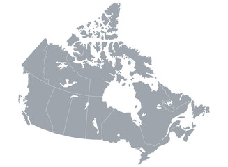 Map of the country of Canada with political divisions for infographics