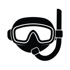 Black silhouette of diving mask and snorkel