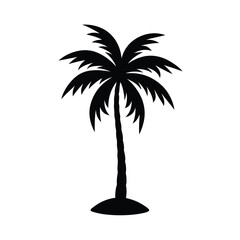 Isolated palm tree silhouette on vacation white background