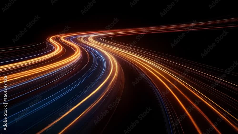 Poster dynamic light trails: abstract speed and movement