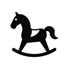 Simple Black and White Silhouette of a Rocking Horse