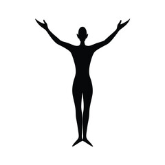 Silhouette of a person with arms raised in celebration