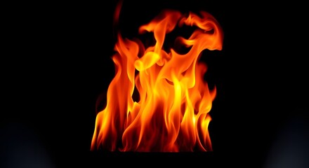 Obraz premium Fire Elements and Overlays – Glowing Flames on Black