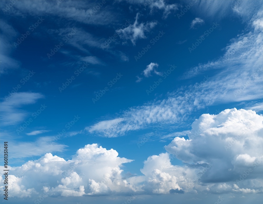 Wall mural a bit cloudy blue sky background with scattered clouds