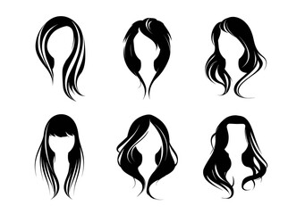 Stylish Wig Logo Haircut Vectors
