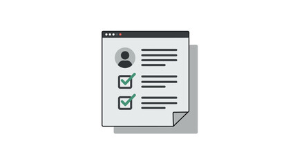 Minimalist online profile with check marks in modern flat design