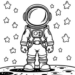Astronaut Standing Boldly Under the Stars on Moon’s Surface