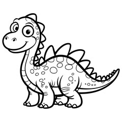 Cute Smiling Cartoon Dinosaur with Spikes and Big Eyes