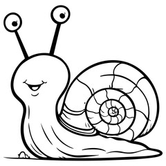 Cheerful Cartoon Snail with Large Spiraled Shell and Friendly Smile