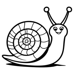 Playful Cartoon Snail with Spiral Shell and Friendly Expression
