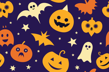 Fototapeta premium modern halloween seamless pattern with pumpkins g