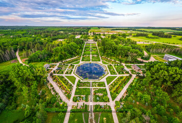 Aerial drone view of International Peace Garden