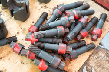 Group of iron stud bolt and nut, the equipment using for fastening on the pipeline or flange...