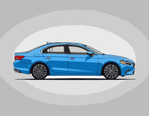 Modern Car Vector Illustration – Side View of a Sedan Vehicle
