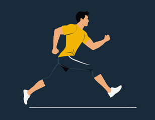 Fototapeta premium Running Man Vector Illustration – Athletic Person in Motion Side View 