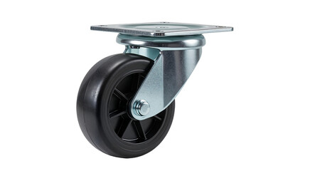 Heavy-duty swivel caster wheel on a light background with copy space