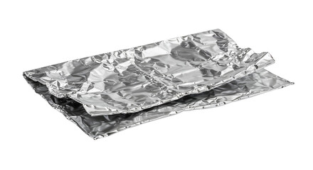 Crumpled aluminum foil on a light background with copy space