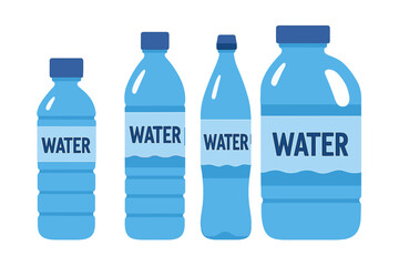 A vector illustration of three empty plastic bottles with no transparent elements