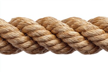 Close-up of thick twisted natural brown rope with detailed texture
