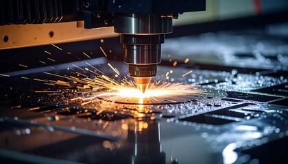 Industrial laser cutting machine in action (1)