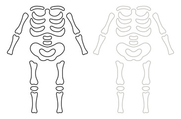 Cute Skeleton Kids Costume Template Color Clipart Illustrations on a Transparent Background