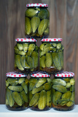 pickled cucumbers in a glass jar