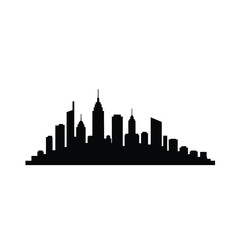 Fototapeta premium Black silhouette of cityscape with tall buildings and skyscrapers against a white background representing urban development and architectural design